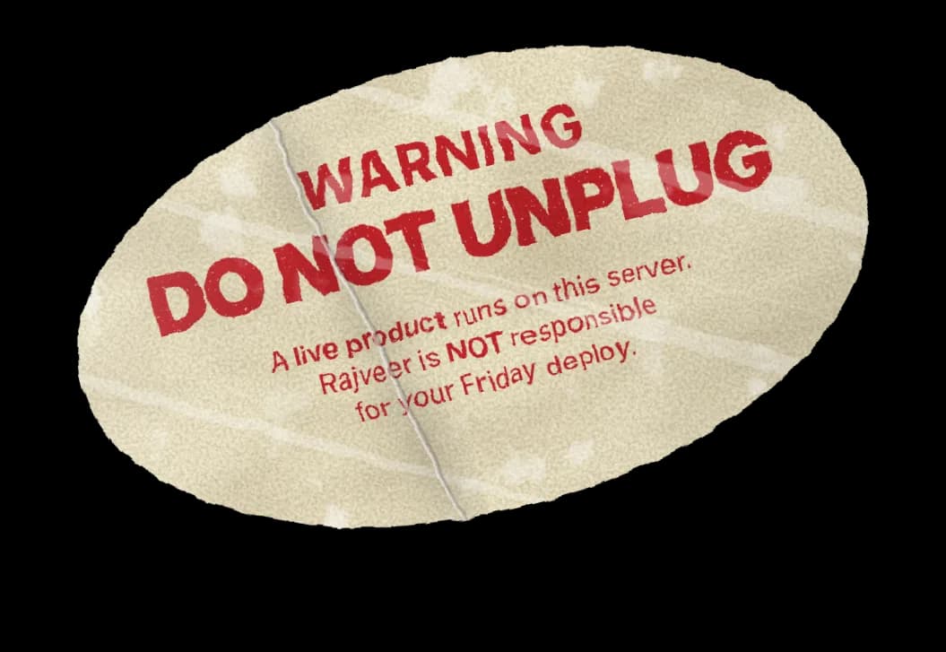 A warning oval: do not unplug, a live product runs on this server