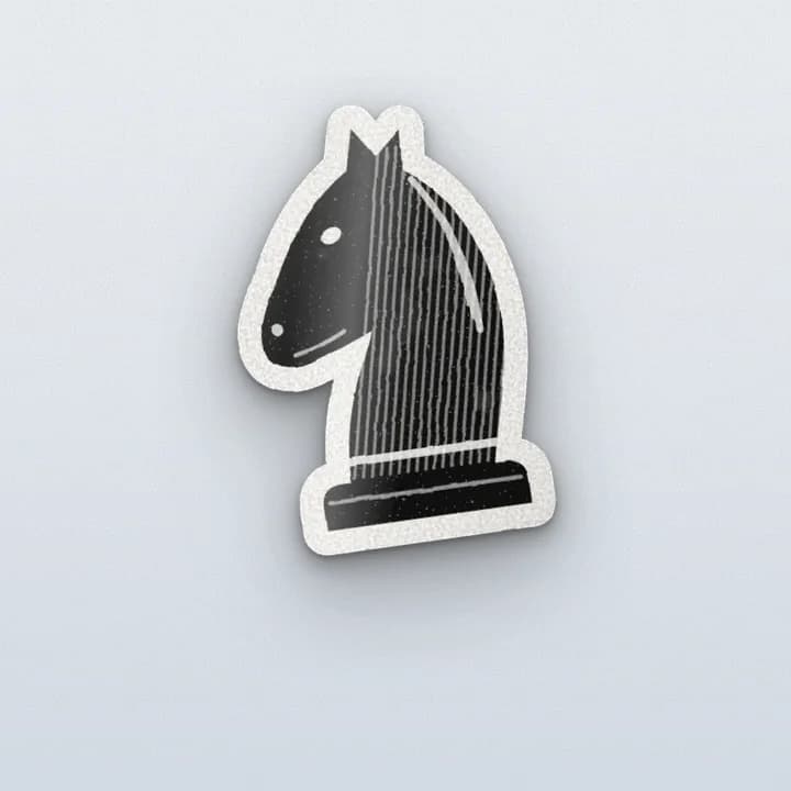 A sticker of a black chess knight.
