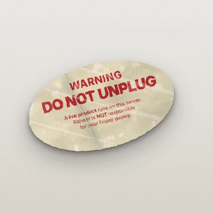 A worn oval sticker: warning, do not unplug.